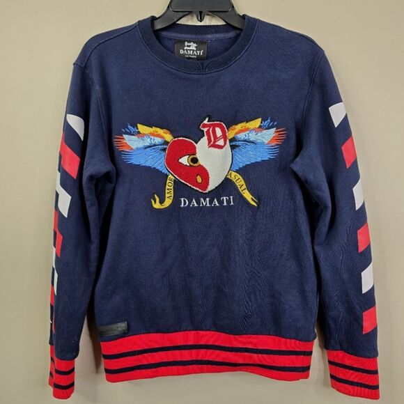 Damati Los Angeles Yin Yang Heart Long Sleeve Crewneck Sweatshirt Small - Picture 1 of 7